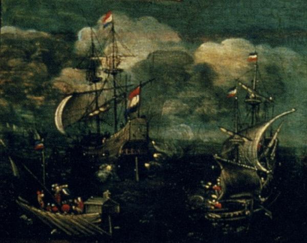 VROOM, Hendrick Cornelisz. Ship battle oil painting image